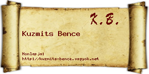 Kuzmits Bence névjegykártya
