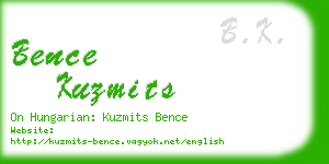 bence kuzmits business card